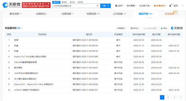 小米汽车登记机盖和铭牌著作权 SU7 Ultra机盖曾引争议